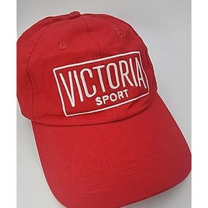 VICTORIA'S SECRET SPORTS Baseball Hat Red Adjustable White Logo Cap Women